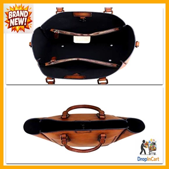 Vintage Genuine Leather Satchel Tote Shoulder Bag Retro Elegant Women\'s Handbag